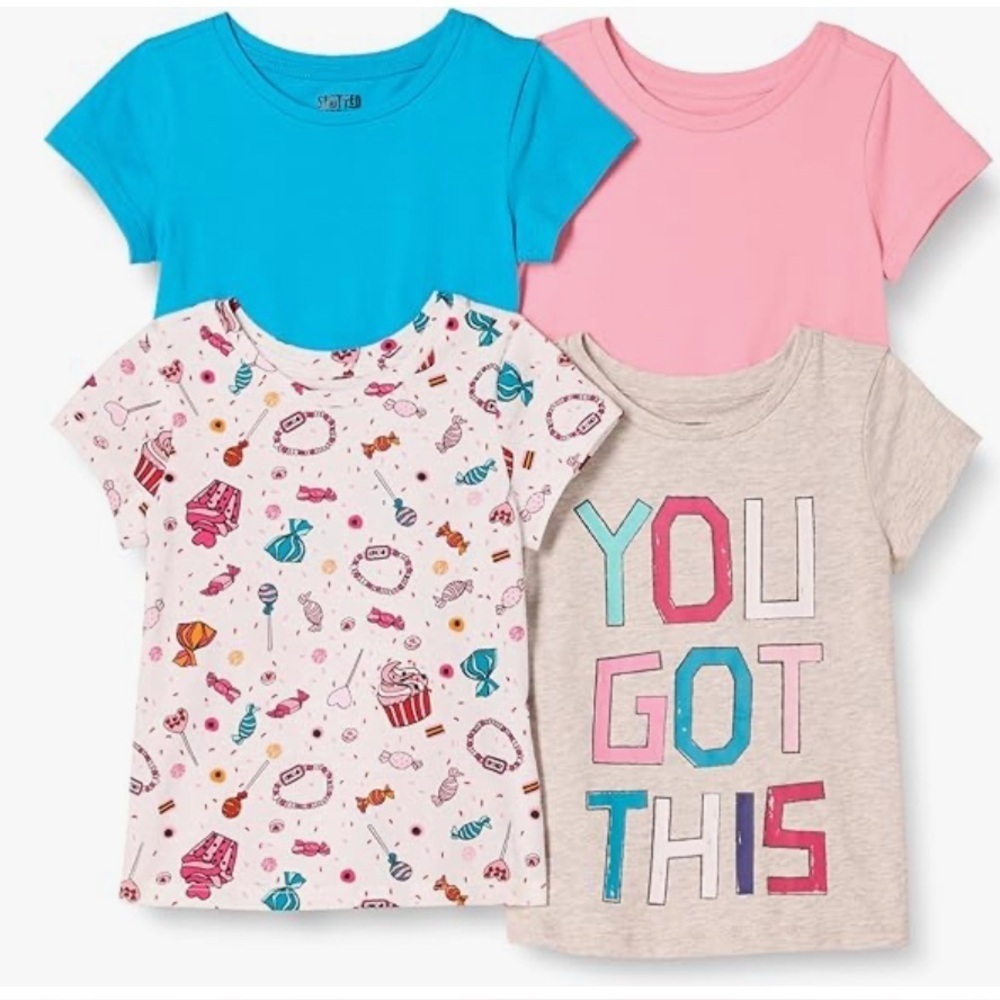 Kid’s Girls Spotted Zebra Pack Of 4 XL Short Sleeves Casual Summer Tshirt